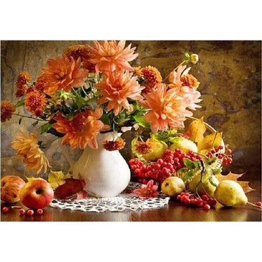 Painting By Numbers Dahlias, Chrysanthemums, and Fruits-Your Soul Place